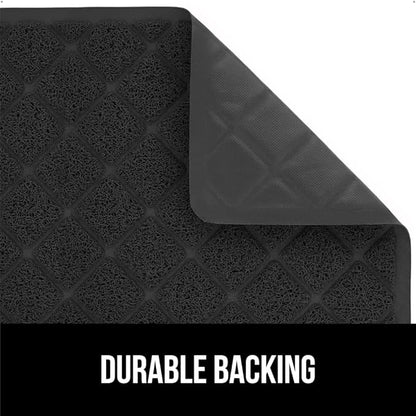 GORILLA GRIP Cat Litter Box Mat, 35x23 2 Pack, Water Resistant, US Designed Kitty Litter Trapping Mats, Easy to Clean Scatter Control, Less Mess and Clean Floors, Kitten Supplies for Indoor Cats Black