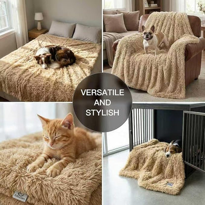 PJYuCien Dog Blankets for Small Dogs Washable - Fluffy Fuzzy Cat Blanket for Couch, Puppy Throw for Furniture with Polyester Fleece, Super Soft Plush for Pet Kitten Doggy, Brown, 16" x 24"