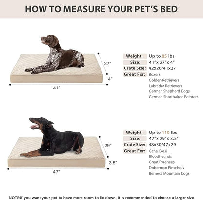WNPETHOME Orthopedic XL Dog Bed for Crate, Waterproof Extra Large Dogs Bed with Removable Washable Cover, Multi-Needle Quilting Dogs Crate Bed