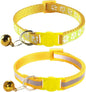 2 Pack Breakaway Cat Collars with Bells, Reflective Design and Claw Print Design, Safety Buckle, Adjustable 7.5-12.5 Inches for Kittens & Cats (Yellow)