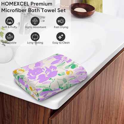 Cute Rooster Hand Towels - 2 Pack, 14.5" X 28",Soft Microfiber Polyester Farmhouse Towel Set with Chicken Floral Pattern,for Rustic Bathroom Kitchen Spa Hotel Decor Gifts Women Girls