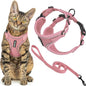 Voyager Escape-Proof Step-in Lock Cat Harness & 5ft Neoprene-Handle Leash Set All-Weather Mesh with Reflective Stitching for Small to Large Cats by Best Pet Supplies, Pink (327), S