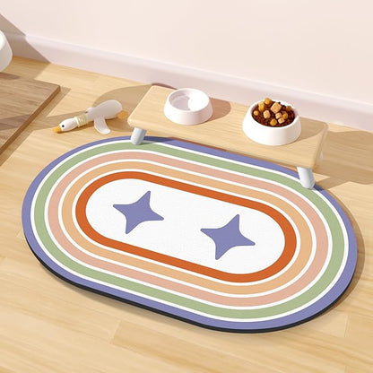 Cat Food Mat Small - 20''x12'' Absorbent Cat Feeding Mat, Pet Water Mats Protect Floor, No Stains Quick Dry Pet Placemats for Food and Water Bowl, Non-Slip Base Cats Bowl Mats for Messy Drinkers