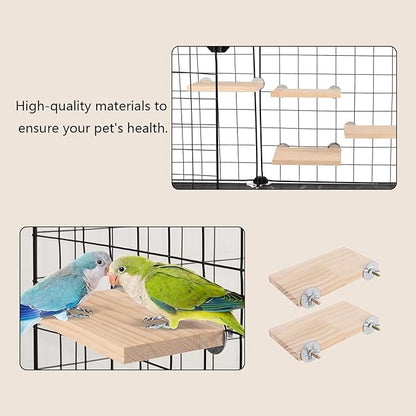 2Pcs Solid Wood Parrot Stand and Small Animal Climbing Platform