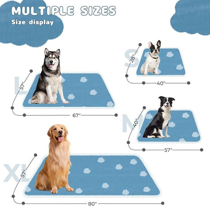 Luciphia Waterproof Pet Blanket for Medium Large Dogs Washable Fluffy Thick Jacquard Shag Fleece Warm Sherpa 3D Textured Flower Print for Cats Puppy Couch Protection (Blue Cloud,57x40 inches)
