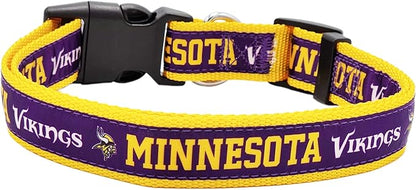 NFL Vikings Dog & Cat Collar - Large, Shiny & Colorful Football Team Collar