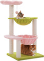 Flower Cat Tree with 2 Large Hammocks, 37.4" Small Cat Tower for Indoor Kitty with 6 Scratching Posts, Cute Cat Tree with Flower Top Perch, Pink