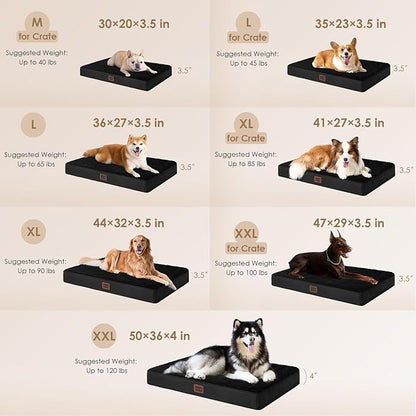 EHEYCIGA Orthopedic XL Dog Beds for Extra Large Dogs with Removable Washable Cover, Black, 44x32
