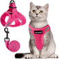 FAYOGOO Pink Solid Cat Harness and Leash Set, Large, Escape Proof, Adjustable, Lightweight Soft Vest Harness and Leash for Walking, Trekking with Cats or Small Dogs
