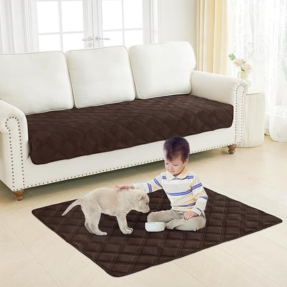 Smiry Waterproof Dog Bed Cover Blanket 52x82, Soft Reversible Pet Blanket, Washable Leakproof Cats Dogs Couch Cover for Sofa, Couch, Furniture, Chocolate/Beige
