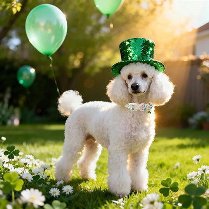 St Patricks Day Dog Collar for Giant Large Dogs - Cute Pastel Lucky Clover Dog Collars, Lightweight Adjustable Irish Green Festival Dogs Collars with Quick Release Buckle XL