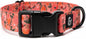 Lucy & Co. Posy Pink Dog Collar - Durable Lightweight Designer Collar for Pets - Adjustable Metal Safety Buckle - Coral Pink Floral - Small
