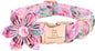 Lionheart Glory Dog Collar, Pink Dog Collar with Flower, Cute Floral Pattern Pet Collar Adjustable Dog Collar for X-Large Dogs
