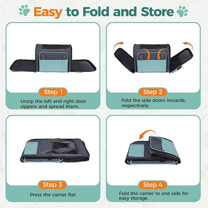 Cat Carrier for Airline Approved: Soft-Sided Cat Carrier Expandable for Small Dogs up to 15LBS - Pet Travel Bag for TSA Approved - Breathable for Airplane Camping Outdoor