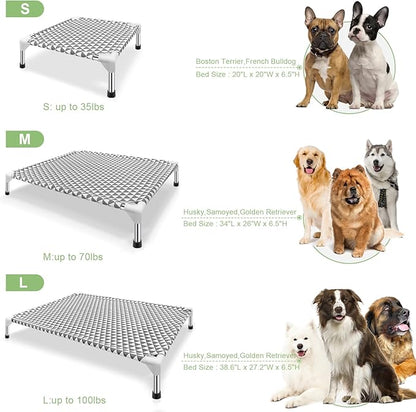Elevated Outdoor Dog Bed, Large Size, Cotton Material, Non-Slip Feet, Fits up to 100lbs