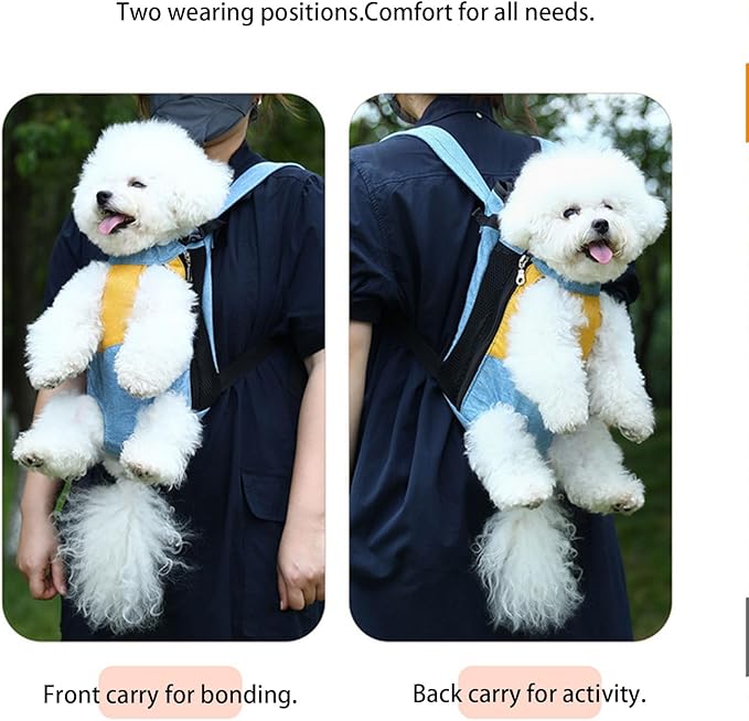 Lightweight Pet Backpack Carrier for Small Dogs & Cats - Easy-Fit Adjustable Straps, Basic Legs-Out Design, Durable for Daily Use (Fits Pets Under 15lb) (Red-Blue Color-Blocked, Small)