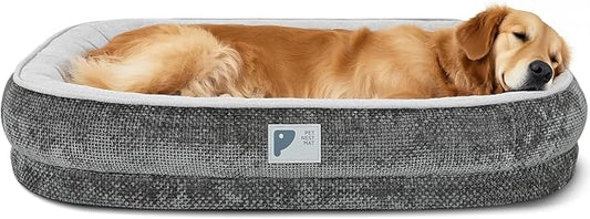 Dog Beds Large Sized Dog,Orthopedic Bed with Removable Cover&Non-Slip Bottom Couch Bed with Four-Sided Bolster Grey L