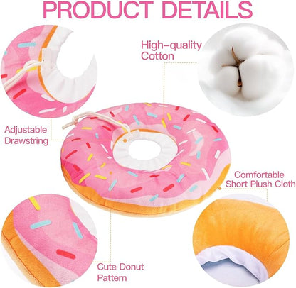 Cat Cone Collar Soft, Cute Cat Donut Collar After Surgery, Adjustable Kitten Recovery Cones to Stop Licking, Lightweight Neck Elizabethan Collars for Cats Kittens (Pink, Large)