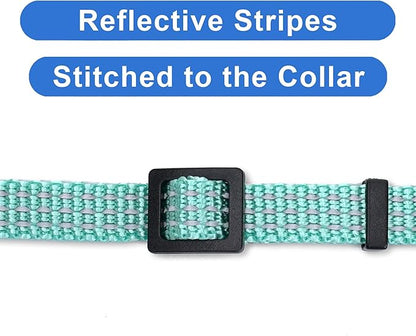 Pawtitas Reflective Teal Cat Collar with Safety Buckle and Removable Bell for Kitten and Cats