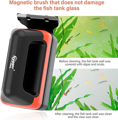 hygger Fish Tank Magnetic Glass Cleaner Two Detachable Algae Scraper for Aquarium Fish Tank，Floating Scrubber Brush Glass Algae Magnet Cleaning Tool for Medium Aquariums Tank