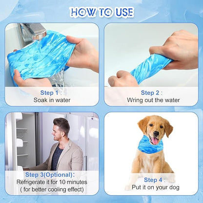 Talltalk 5 Pieces Dog Cooling Bandanas Neck Wraps Ice Scarf Pet Dog Cooling Collar Hunting Training Hiking Camping Accessories for Summer(L)