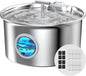 Cat Water Fountain Stainless Steel: Water Dispenser for Cats Indoor - Pet Dispenser Supplies Accessories - 16 Pack Cat Water Fountain Replacement Filters - 8 Multi-Functional Filters and 8 Sponges