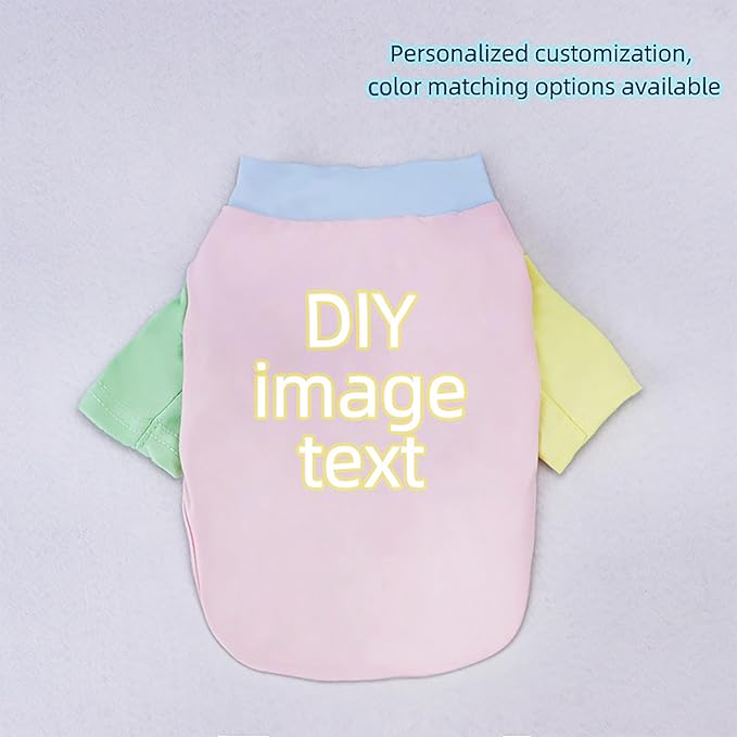 Custom Dog Shirt,Personalized Pet Apparel with Name Text Photo Image,Lightweight Breathable Puppy Kitten Cotton Vest for Small Medium Large Dogs Cats,Puppy Gift (Dopamine Blue, Large)