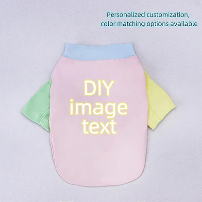 Custom Dog Shirt,Personalized Pet Apparel with Name Text Photo Image,Lightweight Breathable Puppy Kitten Cotton Vest for Small Medium Large Dogs Cats,Puppy Gift (Dopamine Yellow, Large)