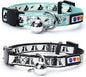 Pawtitas Glow in The Dark Cat Collar with Breakaway Safety Buckle & Bell Adjustable Kitten Collar, Set of 2 GID Teal/Black