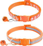 2 Pack Breakaway Cat Collars with Bells, Reflective Design and Claw Print Design, Safety Buckle, Adjustable 7.5-12.5 Inches for Kittens & Cats (Orange)