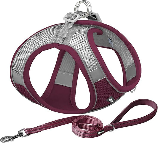 AIITLE Escape Proof Dog Harness - Xmas Step in Adjustable Dog Harness No Choke Over with Breathable Mesh and Quick-Release Buckle - Outdoor Walking, Training for Medium Dogs Burgundy XL