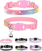 Cat Collars for Girl Cats with Rhinestone Soft Velvet,Breakaway Cat Collars with Bell,Adjustable Safe Kitten Collar (Multicolour Pink)