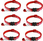 6 Pack Breakaway Cat Collar with Bells, Claw Print Design, Safety Buckle Kitten Collars, 0.4 Inches Width Lightweight, Adjustable 7.5-12.5 Inches Suitable for Girl Boy Cats