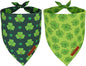 ADOGGYGO St Patrick Dog Bandana 2 Pack, Reversible Shamrock Pet Scarf Bib, Adjustable Fit Green St Patricks Day Bandanas for Medium Large Dogs (Large)