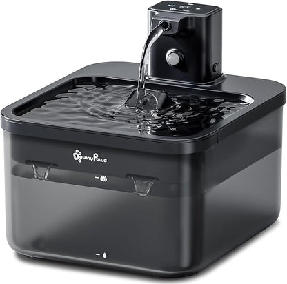 DownyPaws Cat Water Fountain Cordless, 84oz/2.5L Fursink Wireless Pet Water Fountains for Cats Indoor, Battery Operated Cat Drinking Fountain with Motion Sensor, Ultra Quiet Pump, BPA-Free, Black
