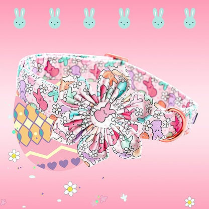Lionheart glory Easter Day Dog Collar with Flower Dog Collar for Medium Dogs, Rabbits Colorful Dogs Collars Flowers Spring Collars Puppy Flowers
