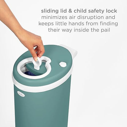 Ubbi Stainless Steel Diaper Pail, Odor Locking, No Special Bag Required, Award-Winning, Registry Must-Have, Open Water