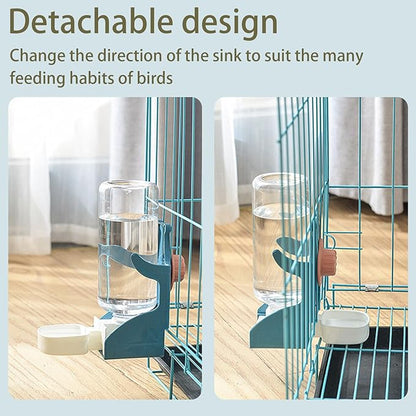 No Mess Bird Feeder Water Dispenser Set, Automatic Parrot Feeder for Cage Transparent Acrylic Food Container Drinker Cage Accessories Parakeet Cockatiel Lovebird Finch