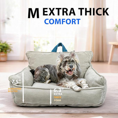 Orthopedic Dog Bed with Memory Foam, Washable Plush Pet Bed for Small, Medium & Large Dogs, Cozy Bolster Crate Dog Bed for Joint Support & Comfort.(Light Gray)