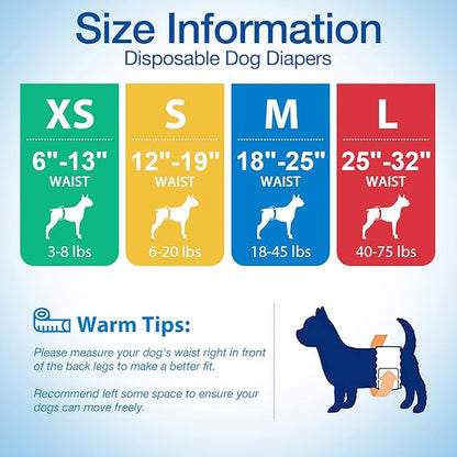 Pet Soft Disposable Male Dog Wraps - Dog Diapers for Male Dogs, Puppy Diapers 12pcs Large