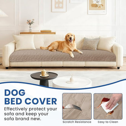 Waterproof Dog Blanket, Non-Slip Soft Pet Bed Cover, Couch Cover for Dogs Washable, Protects Sofa, Furniture, Crate, Car, Tear Resistant Leakproof Pet Blanket (68x82 Inch, Khaki)