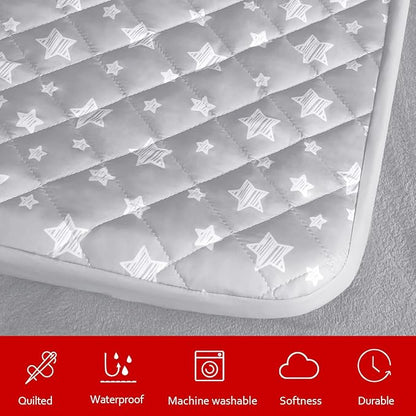 Waterproof Dog Bed Covers Replacement Washable Pet Hair Easy to Remove, Noiseless Quilted Puppy Pet Bed Cover Lovely Grey Star Print 32x44 Inches, for Dog/Cat, Cover Only