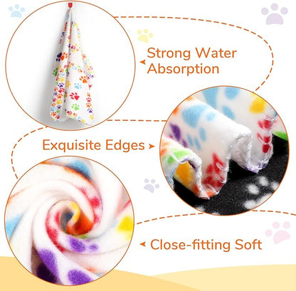 Tatuo 12 Pieces Puppy Blanket for Litter Dog Bulk Summer Throw Blanket Puppy Fleece Blanket with Paw Print Soft Sleep Mat Washable Pet Pad for Kitten Puppy Small Animals(Assorted Style)