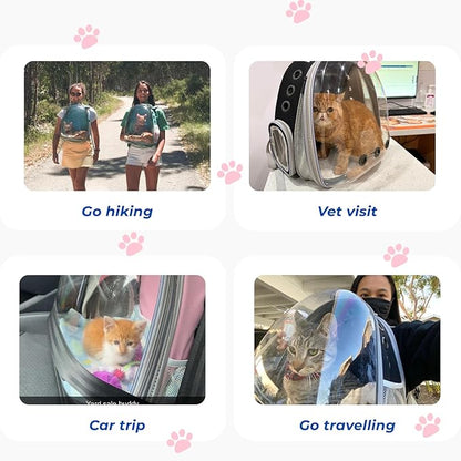Lollimeow Cat Carrier Backpack, Expandable Bubble Pet Carrier for Cats and Small Dogs, Airline Approved Travel Backpack for Hiking, Walking & Outdoor Adventures - Supports up to 16 lbs