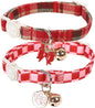 Cat Collar-2Pack Autumn Orange Plaid Kitten Collars-Halloween Plaid Breakaway Kitty Collars-Cute Kitty Pendants,Yellow Orange Grid Cat Collar with Bell, for Girl & Boy Cats