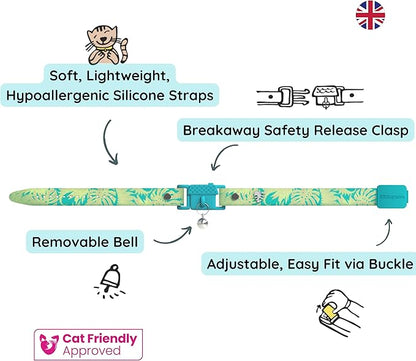 Kittyrama Botanicals Jungle Kitten Collar. Award Winning. Hypoallergenic, Quick Release Breakaway, Comfy & Soft. Vet Approved. Other Styles Available