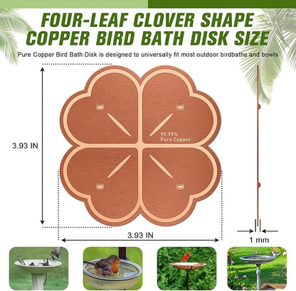 Bird Bath Copper Disk,Four-Point Support Design 99.99% Pure Copper Cleaning Disk 1 mm Thick Universal fit for Outdoor Bird Baths, Physical Safe Providing Clean Water for Bird Bowls All-Season