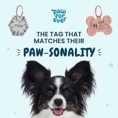 PawFurEver Custom Engraved Pet ID Tag – Personalized Dog Name Tag for Dogs and Cats, Stainless Steel Collar Accessory with Cute Designs for pet Name Tags (Bone, Silver) 15.95