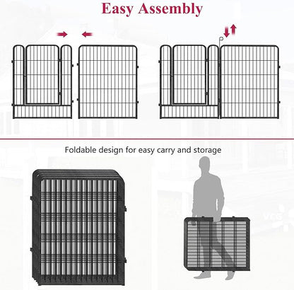 Dog Playpen Dog Fence Outdoor for Yard, 32inch 34 Panels Dog Pens Outside Anti-Rust Pet Playpen Exercise Pen with Lock for Large Medium Small Dogs, Portable Pet Fence for Yard RV Camping