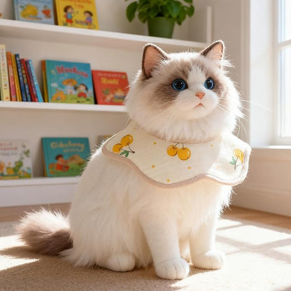 3Pcs Cat Collar Adjustable Kitten Collar Bandana with Cute Pattern 100% Cotton Pet Scarf Cute Breakaway No Bell Outfits Cat Collars for Girl Boy Cats and Small Pet (Beige)